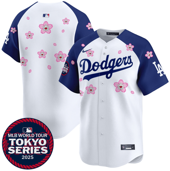 Men Los Angeles Dodgers Tokyo Series 2025 white blank Limited Stitched Jersey style 2->los angeles dodgers->MLB Jersey